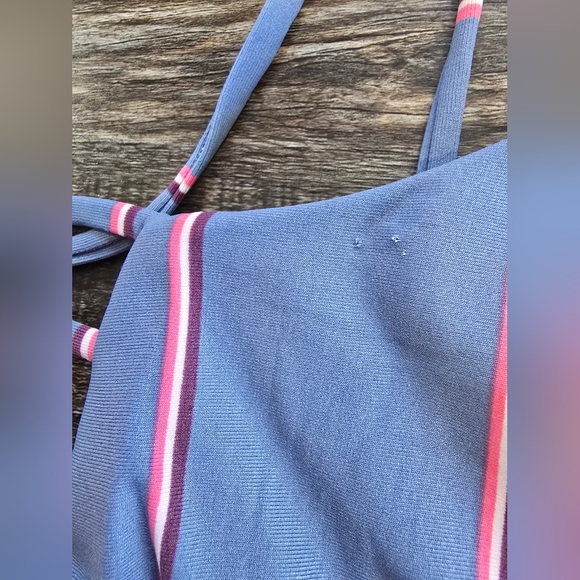 Maaji Womens Reversible One Piece Swimsuit Solid Purple/Striped Floral Blue NWT - Picture 6 of 6